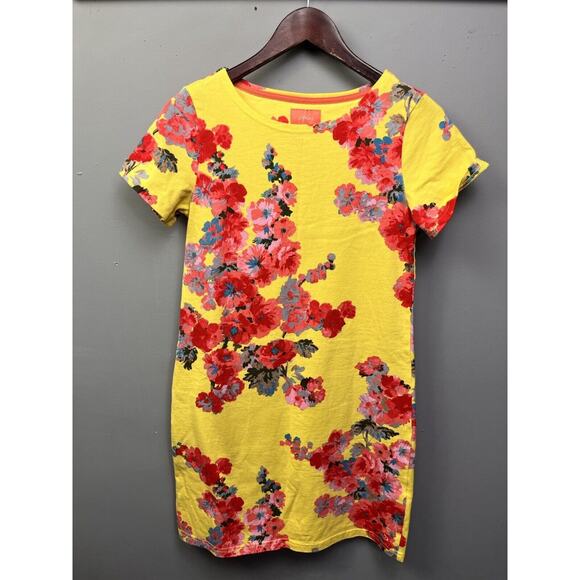 Joules Riviera Dress Women Size 8 Yellow Floral Short Sleeve Colorful Bright - Picture 1 of 6